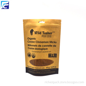 Custom Kraft Reusable Mylar Foil Stand Up Pouch